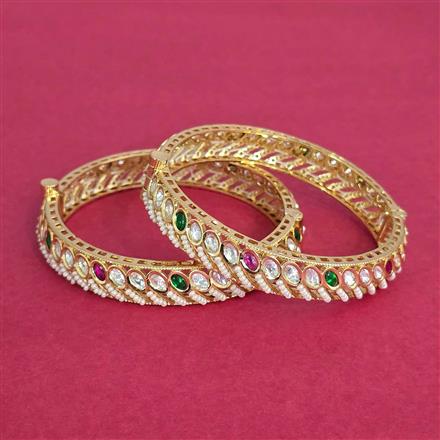 Kundan Moti Bangles With Carat Gold Plating
