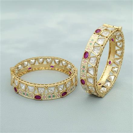 Kundan Meenakari Bangles With Carat Gold Plating