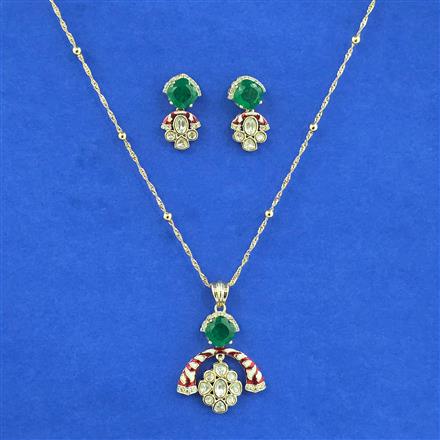 Kundan Meenakari Pendant Set With Carat Gold Plating