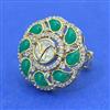 Kundan Adjustable Ring With Carat Gold Plating