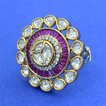 Kundan Adjustable Ring With Carat Gold Plating
