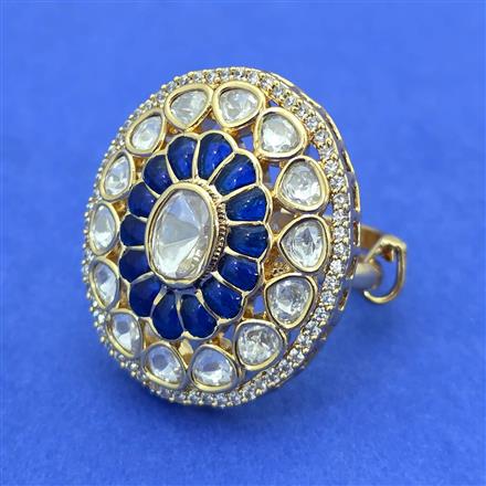 Kundan Adjustable Ring With Carat Gold Plating