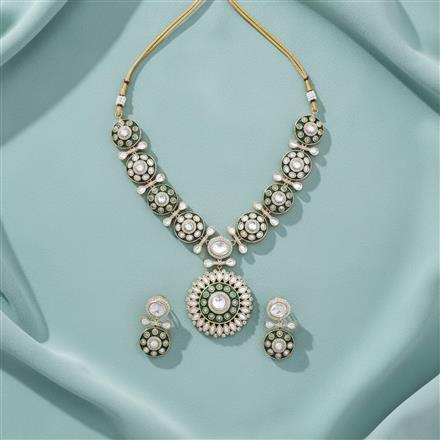 Kundan Meenakari Necklace Set With Carat Gold Plating