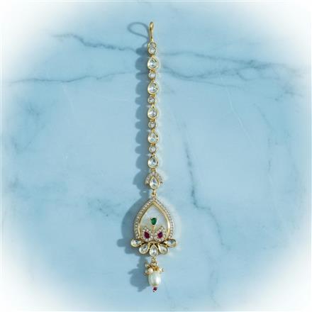 Kundan Mother Of Pearl Tikka With Carat Gold Plating