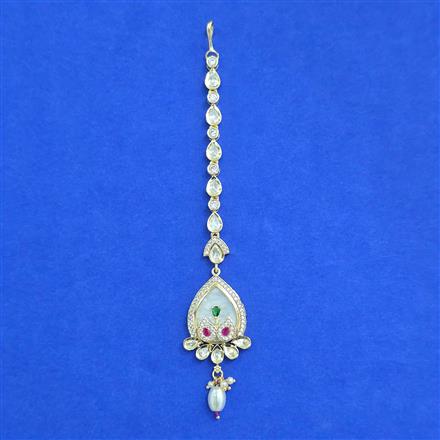Kundan Mother Of Pearl Tikka With Carat Gold Plating