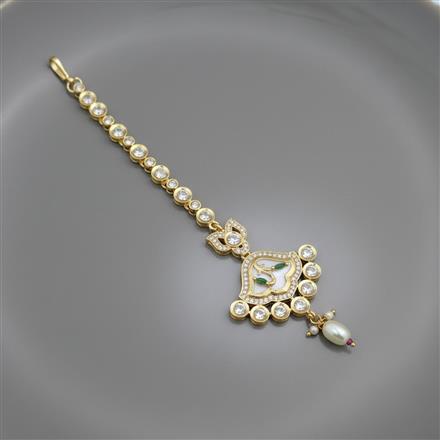 Kundan Mother Of Pearl Tikka With Carat Gold Plating