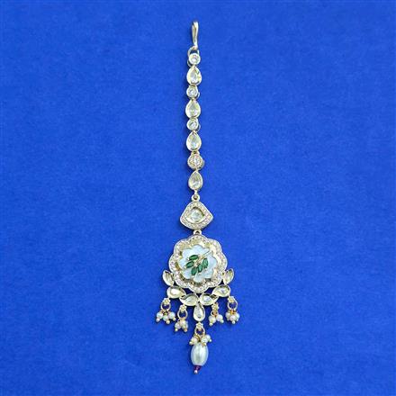 Kundan Mother Of Pearl Tikka With Carat Gold Plating