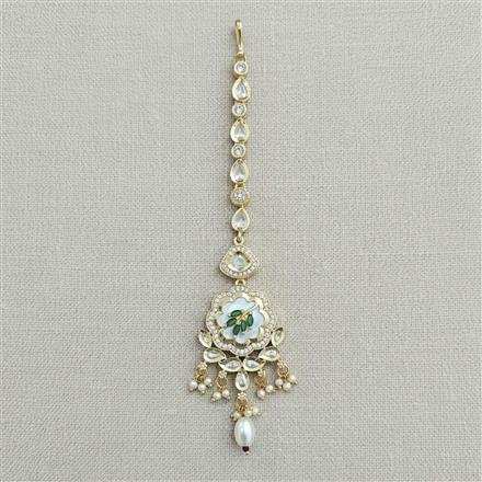 Kundan Mother Of Pearl Tikka With Carat Gold Plating