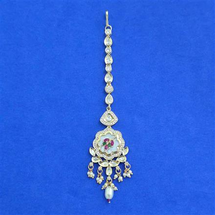Kundan Mother Of Pearl Tikka With Carat Gold Plating