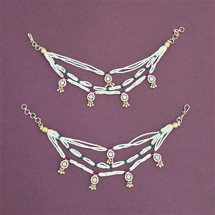 Kundan Moti Ear Chain With Carat Gold Plating