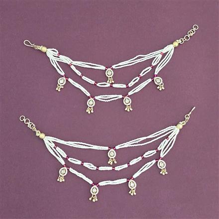 Kundan Moti Ear Chain With Carat Gold Plating