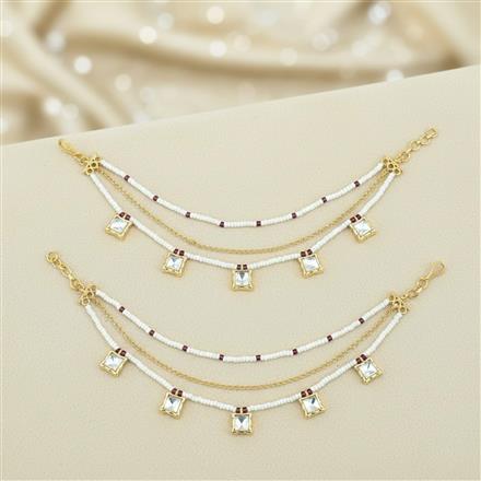 Kundan Moti Ear Chain With Carat Gold Plating