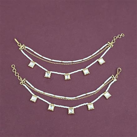 Kundan Moti Ear Chain With Carat Gold Plating