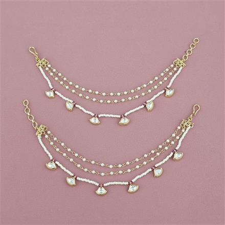 Kundan Moti Ear Chain With Carat Gold Plating