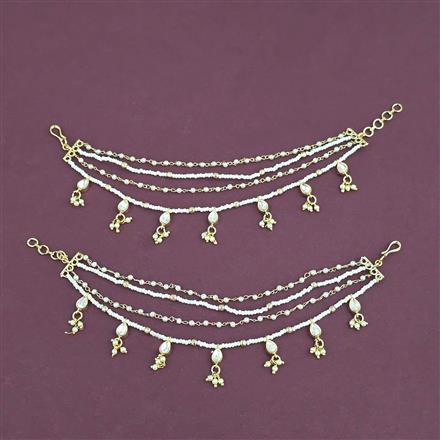 Kundan Moti Ear Chain With Carat Gold Plating