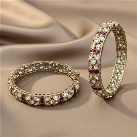 Kundan Openable Bangles With Mehndi Plating