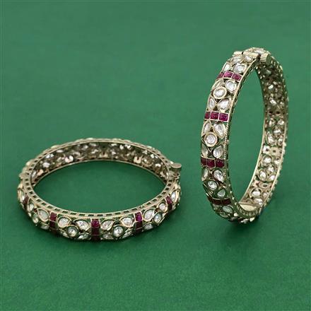 Kundan Openable Bangles With Mehndi Plating