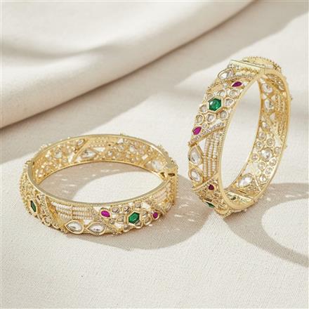 Kundan Openable Bangles With Carat Gold Plating
