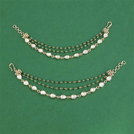 Kundan Moti Ear Chain With Carat Gold Plating