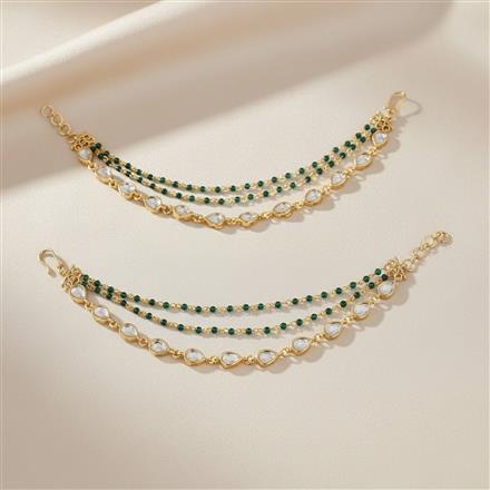 Kundan Moti Ear Chain With Carat Gold Plating