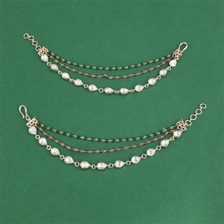 Kundan Moti Ear Chain With Carat Gold Plating