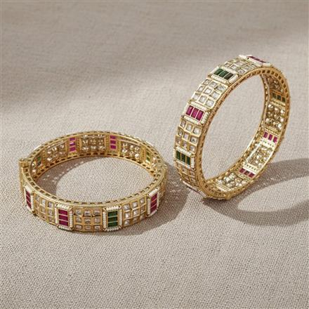 Kundan Moti Bangles With Carat Gold Plating