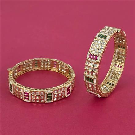 Kundan Moti Bangles With Carat Gold Plating