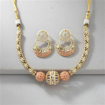 Kundan Moti Necklace Set With Carat Gold Plating