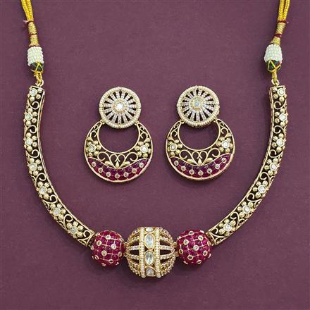 Kundan Moti Necklace Set With Carat Gold Plating
