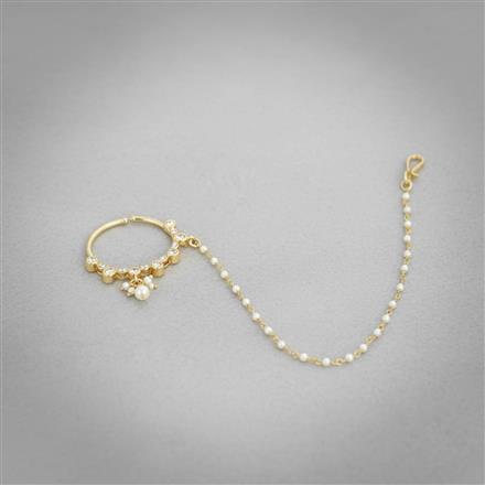 Kundan Moti Nose Ring With Carat Gold Plating