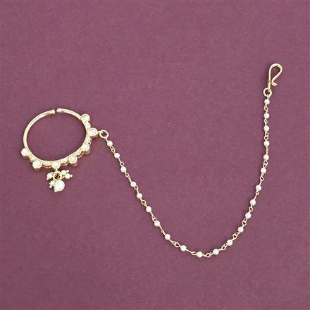 Kundan Moti Nose Ring With Carat Gold Plating