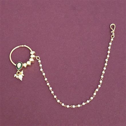 Kundan Moti Nose Ring With Carat Gold Plating