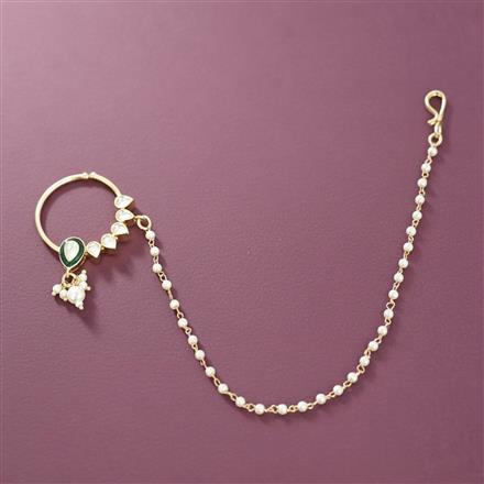 Kundan Moti Nose Ring With Carat Gold Plating