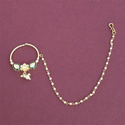 Kundan Meenakari Nose Ring With Carat Gold Plating