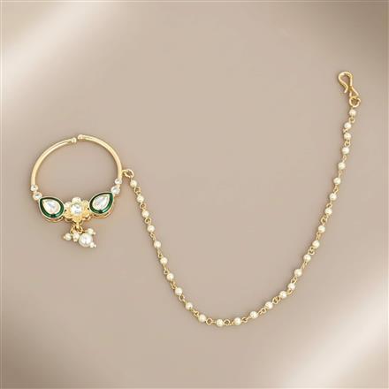 Kundan Meenakari Nose Ring With Carat Gold Plating