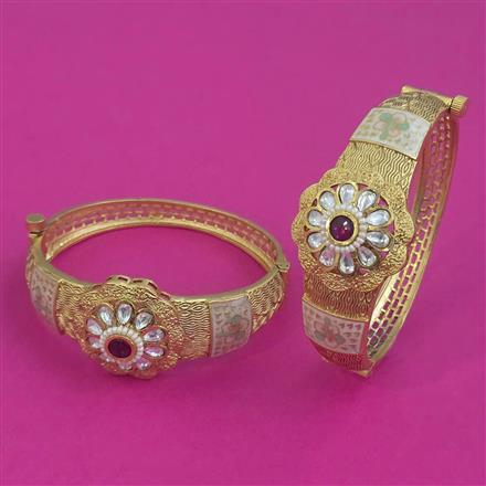 Kundan Meenakari Bangles With Matte Gold Plating