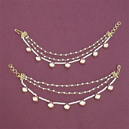 Kundan Moti Ear Chain With Carat Gold Plating