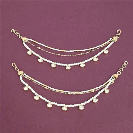 Kundan Moti Ear Chain With Carat Gold Plating