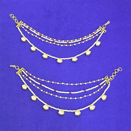 Kundan Moti Ear Chain With Carat Gold Plating