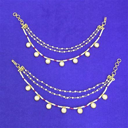 Kundan Moti Ear Chain With Carat Gold Plating