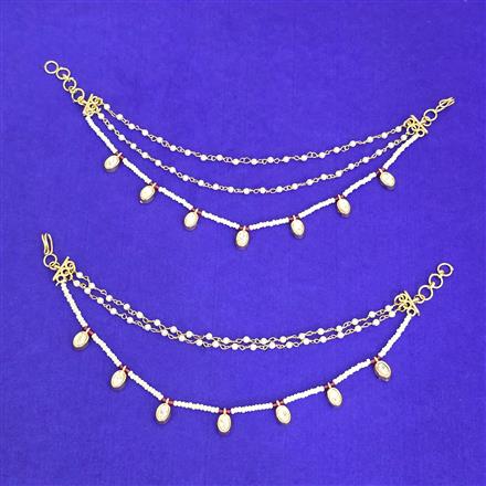 Kundan Moti Ear Chain With Carat Gold Plating