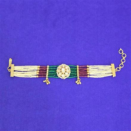 Kundan Moti Bracelet With Carat Gold Plating