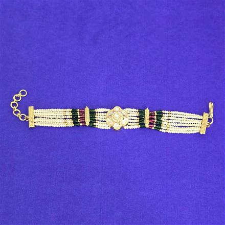 Kundan Moti Bracelet With Carat Gold Plating