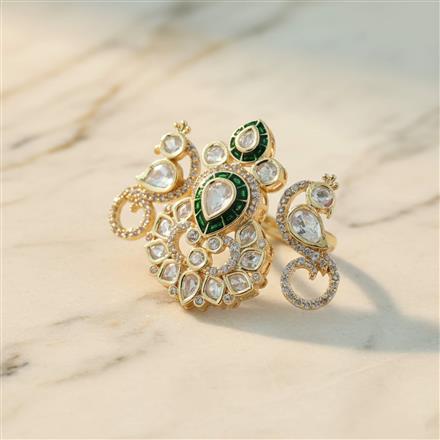 Kundan Adjustable Ring With Gold Plating