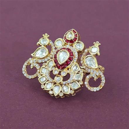 Kundan Adjustable Ring With Gold Plating