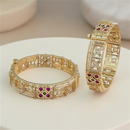 Kundan Openable Bangles With Carat Gold Plating