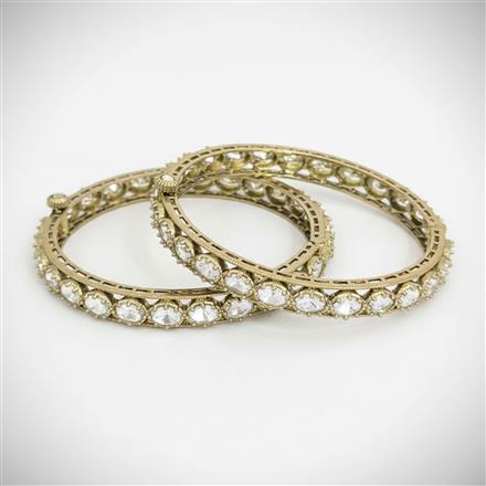 Kundan Openable Bangles With Mehndi Plating