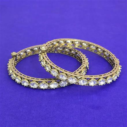 Kundan Openable Bangles With Mehndi Plating