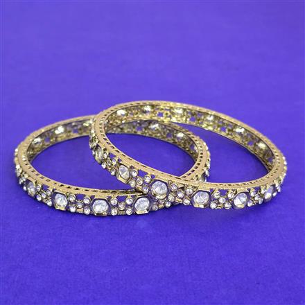 Kundan Classic Bangles With Mehndi Plating