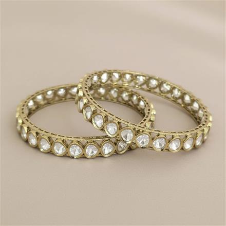 Kundan Classic Bangles With Mehndi Plating